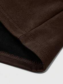 Claim Dot Loose Fit Men's Letter Embossed Drop Shoulder T-Shirt, Fall Fleece - Rust Brown - View 5
