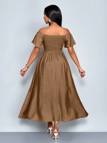 SOLERSUN Women's Elegant Resort Dress Slim Fit, Suitable For Vacation, Daily Life And Dating - Khaki - View 2