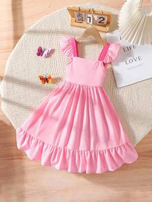 Elladie kids Young Girls Bow Back Design Midi Casual Dress Pink Bow Dress Girl Bow Dress