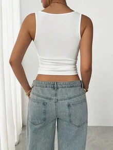 SHEIN Unity 女士优雅合身花卉印花吊带背心 - 白色 - 查看 2