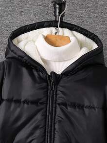 SHEIN Tween Boy Hooded Casual Thick & Versatile Mid-Length Jacket, Suitable For Autumn/Winter, Quilted Coat, Padded Coat, Winter Coat, Padded Coat, Down Coat, Parka Coat, Pockets