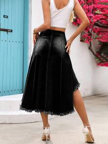 EMERY ROSE Gonna di jeans casual a vita alta con orlo sfrangiato - nero - Visualizzare 2