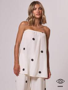 MUSERA Gepunktetes, süßes, zierliches, sexy Röhrentop für den Strandurlaub, fließend, Bandeau-Top für Hochzeitsgäste, Ausgehen, Weihnachtsparty, Herbst, elegant