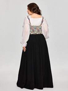 ROMWE EDITION Váy ôm sát phong cách cung điện cổ điển cỡ lớn - màu đen - Xem 8