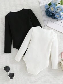 SHEIN Young Girl Casual Street Style Knit Crew Neck Long Sleeve Jumpsuit, Girls Back To School Outfits, Toddler Girl Outfit Sets, Young GirlOutfit Sets Long Sleeve Bodysuit Girls Bodysuit Kids Bodysuit Girl Bodysuit Fall Winter Girl Bodysuits Kids Bodysuits Tween Bodysuit Set Long Sleeve Bodysuits Young Girls Bodysuits