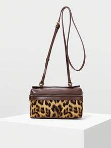 MOTF PREMIUM Bolso de mano con asa superior de piel sintética con estampado de leopardo - Café - Ver 5