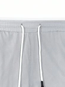 Manfinity Homme Men's Solid Color Elastic Waist Drawstring Pocket Cargo Shorts - Light Grey - View 7