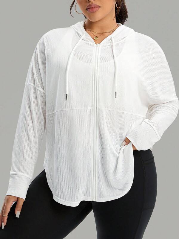 Rhythm Era Jachetă sport cu fermoar și mânecă lungă, casual, lejeră, pentru femei, mărime plus