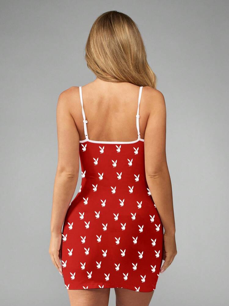 Missguided x Playboy Bunny Print Mini Cami Dress With Contrast Trim
