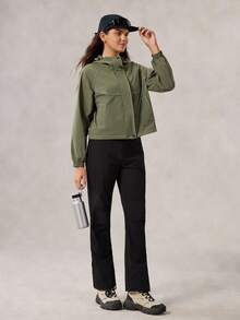 OutZeal Áo khoác ngoài trời chống nước có dải phản quang túi bên hông dành cho nữ đi bộ đường dài cắm trại mùa thu đông - màu xanh lá - Xem 7