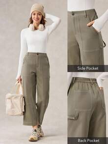 OutZeal 女士吸汗速干柔软弹力撞色缝线设计户外裤日常休闲 - 卡其色 - 查看 3