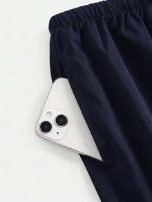 Girlism Teen Girls Navy Blue Ribbed Long Sleeve Mock Neck Contrast Trim Button Design Tight Fit Turtleneck Top And Wide Leg Pleated Pants Casual Street Chic Two Pieces Set Fall Winter