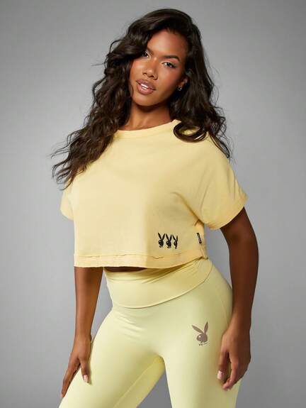 Missguided x Playboy Crop Top With Cross Back Detail