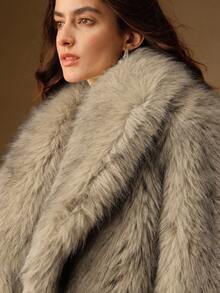 Anewsta Autumn/Winter Slimming Retro Khaki Short Faux Fur Women's Jacket - Khaki - View 12