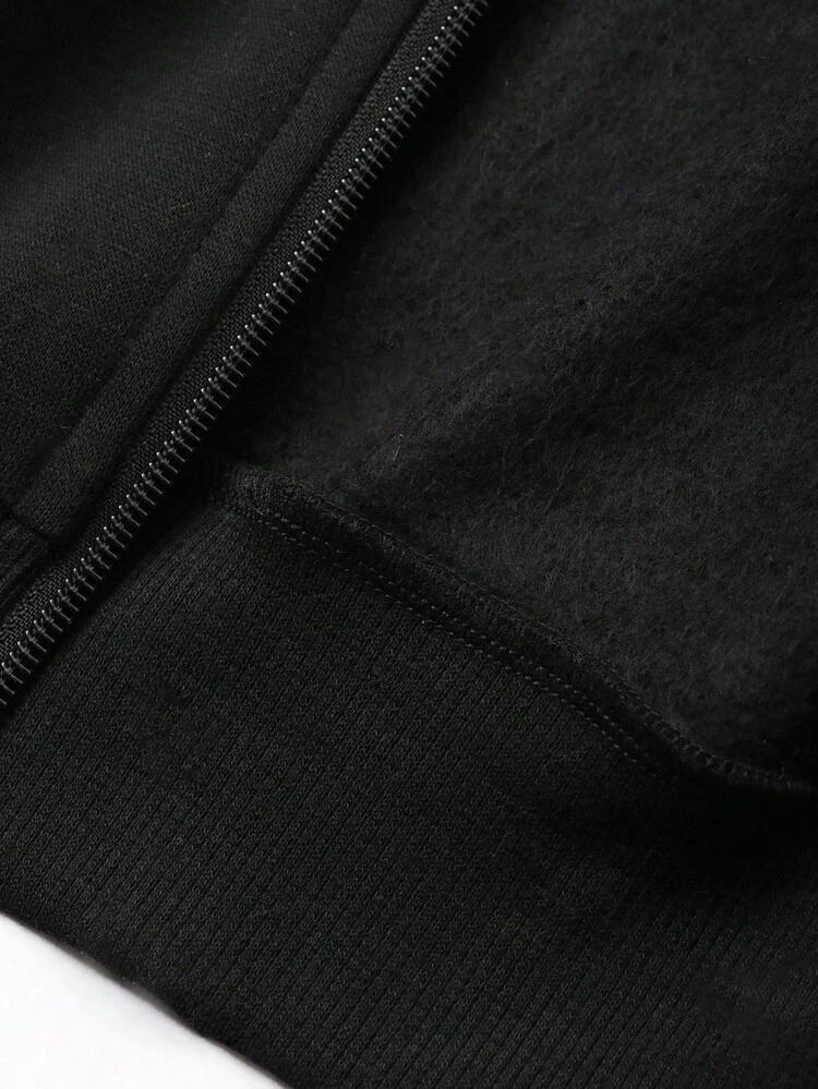 Women's Short Fitted Thermal Lined Hooded Sweatshirt With Fur Collar, Casual Street Style Jacket