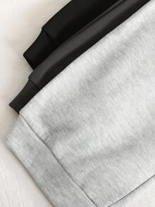 SHEIN 3 件套青少年女孩黑色、白色、深灰色小马印花休闲运动街头针织慢跑裤，买 1 送 2 - 彩色 - 查看 7