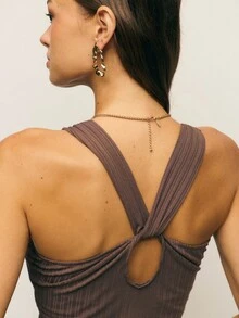 Nöista's Ribbed Brown Sleeveless Midi Dress Features A Flattering Side Slit And Bodycon Fit, Making It A Chic Choice For Fall Dresses For Women, Winter Clothes Women, And Versatile Autumn Outfits That Can Be Dressed Up Or Layered For Colder Days. - Coffee Brown - View 4