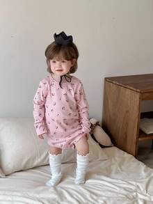 DAZY Baby Girls Floral All-Over Print Crew Neck Long Sleeve Bodysuit Fall,Winter - Pink - View 5