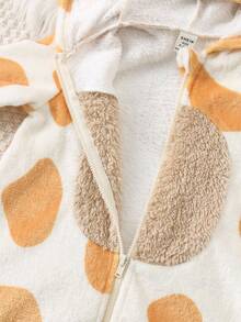 SHEIN Newborn Baby Boy/Girl Toddler Giraffe Hooded Long Sleeve Romper, Thick Warm Cute Animal Jumpsuit Outfit, Comfortable Versatile Casual Daily Wear, Suitable For Indoor, Outdoor, Skiing, Sports, Play, Party, Halloween, Cosplay - Apricot - View 6