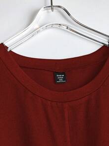 SHEIN Clasi Áo crop top không tay dệt trơn màu buộc eo cho nữ, áo hai dây thanh lịch mùa hè - Màu Đỏ Sâu - Xem 4