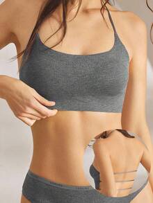 Ocili Women's Comfortable Minimalist Spaghetti Strap Backless Wireless Bra