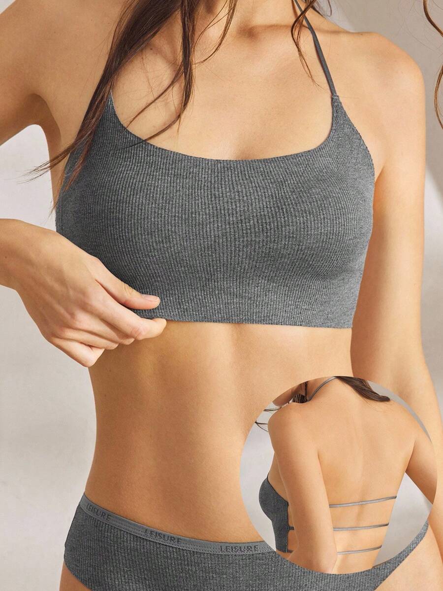 Ocili Women's Comfortable Minimalist Spaghetti Strap Backless Wireless Bra