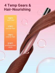 1pc 3/8" Thin Curling Iron, Ceramic Curler Suitable For Short & Long Hair, Adjustable Temperature, Auto-Off, 9mm Rose Gold, Holiday Gift - View 4