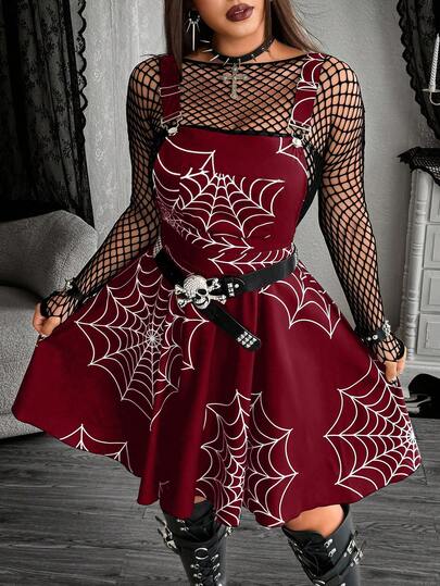 Whyspr Nuevo vestido de mini falda con estilo gótico de subcultura oscura con correas cruzadas, adecuado para disfraz de Halloween