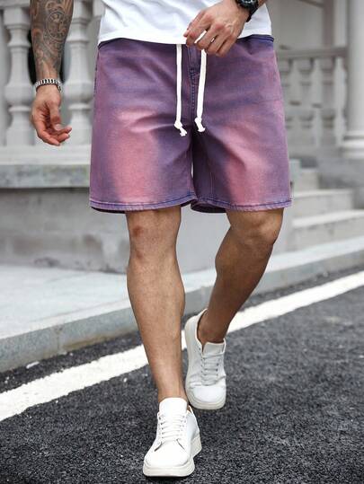 Manfinity Homme Męskie letnie, casualowe, sprane szorty jeansowe w dużych rozmiarach