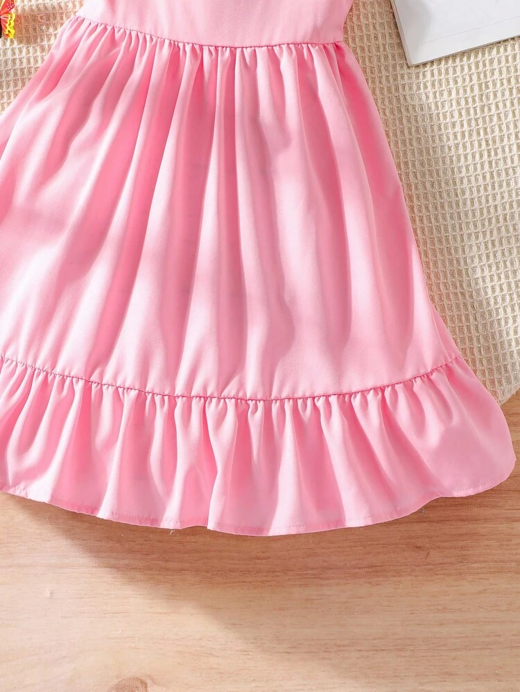 Elladie kids Vestido Casual Midi com Laço Nas Costas para Meninas Jovens, Vestido Rosa com Laço, Vestido de Menina com Laço - Rosa chiclete - Visão 5