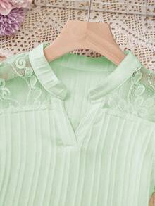 Tween Girls' Solid Color Sleeveless Minimalist Fashion Shirt For Summer - Green - View 8