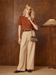 PREMIUM SQUARE OPENWORK BAG - Brown - View 6