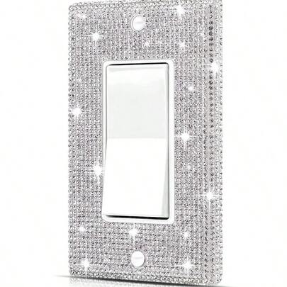 1 Peça Placa de Parede para Tomada, Tampas de Tomada Elétrica, Tamanho Padrão 4,50" X 2,76", Placa Decorativa de Interruptor de Luz com Strass Prateados para Acessórios de Quarto, Decoração Doméstica, Adesivos, Decalque de Parede, Decalque Vinil para Decorações Domésticas, Itens de Decoração de Primavera para Renovar sua Casa, Adesivos de Decoração de Festa, Presentes de Aniversário e Formatura