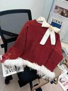 LanaWest Oktoberfest Sleeveless Sweetheart Neck Contrast Color Patchwork A-Line Tie Waist Bowknot Elegant Romantic Chic Women Mini Dress, Dirndl