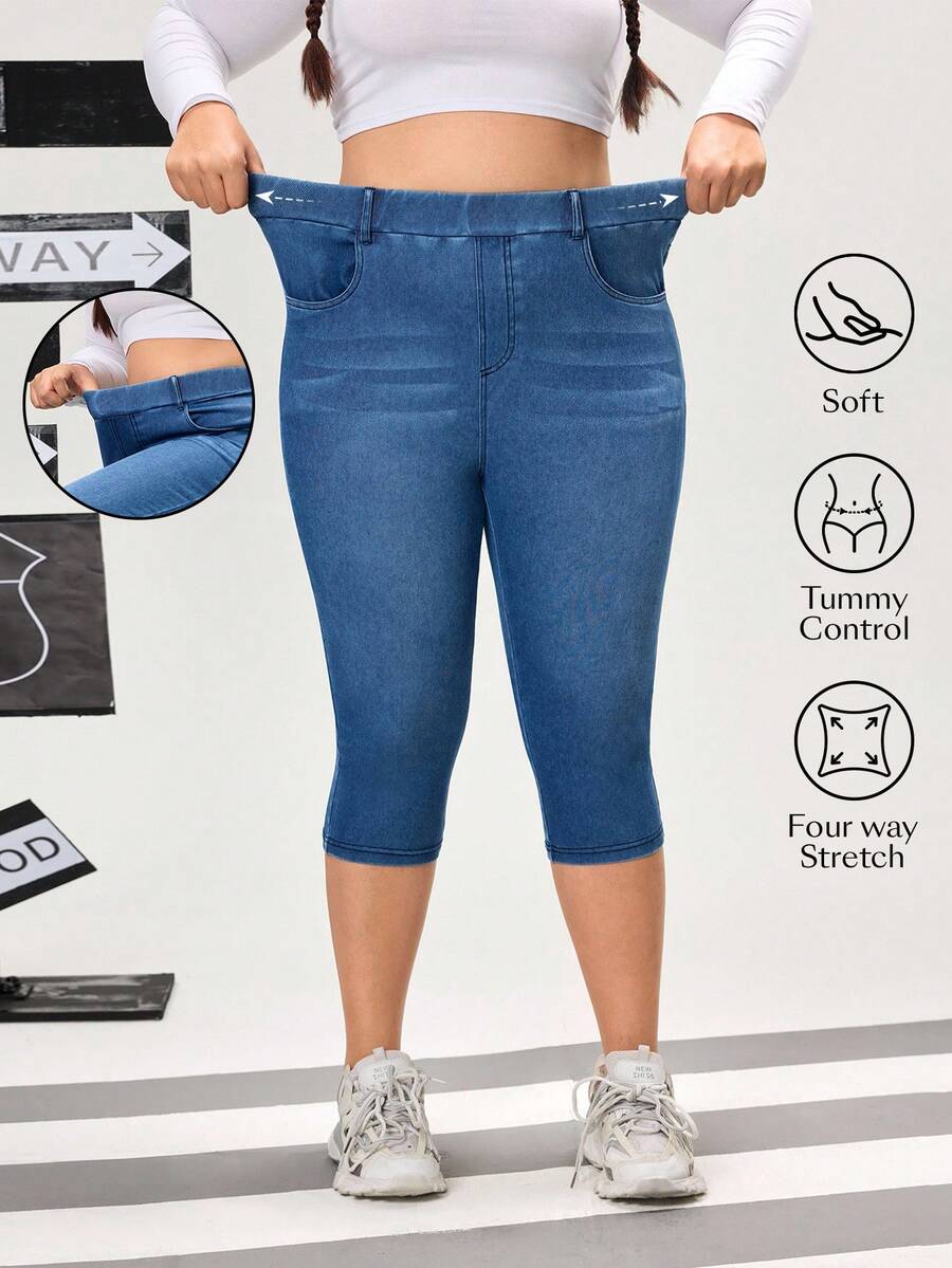 Flexra Quần dệt kim bó sát thời trang thường ngày đa năng cho nữ cỡ lớn đã giặt - Rửa trung bình - Xem 1