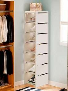 1pc Detachable 3/4/5/6/7 Tier Shoe Rack,Black & White, Easy Assembly Shoe Organizer, Dust-Proof & Water-Resistant, High Capacity Shoe Cabinet For Home - Multicolor - View 5