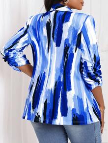 SHEIN Lady 2025 New Autumn And Winter Elegant Royal Blue Knitted New Product Plus Size Fluffy Coats Fall Women Outfits Fall Outfits Crew Neck Fall Clothes For Women Winter Clothes Halloween & Christmas - Royal Blue - View 2