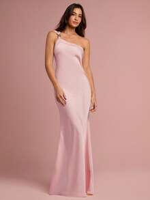 Enchnt Elegantes rückenfreies Damen-Einfarbiges Kleid, geeignet für Partys