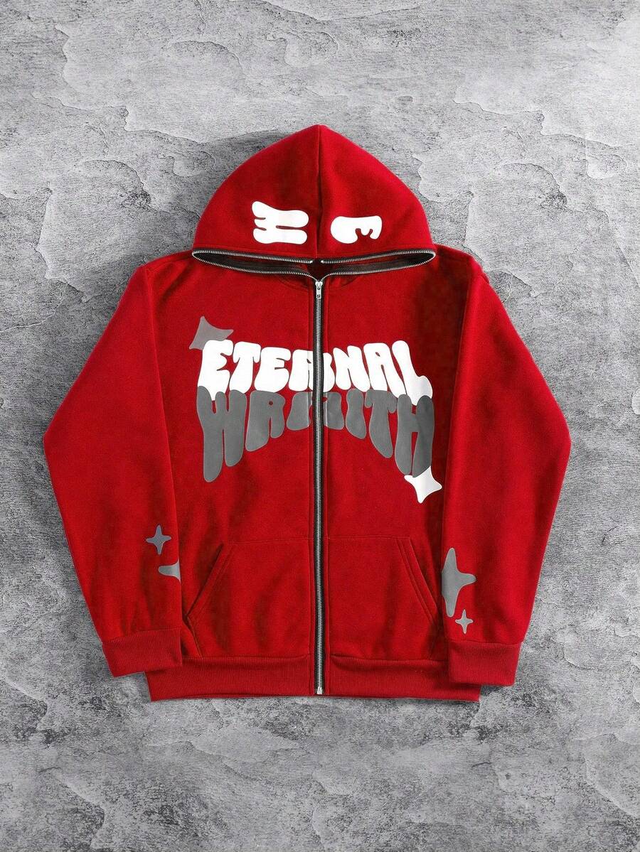 Manfinity EMRG Loose Fit Men's Hooded Sweatshirt With Thermal Lined, Fall Winter - Red - View 1