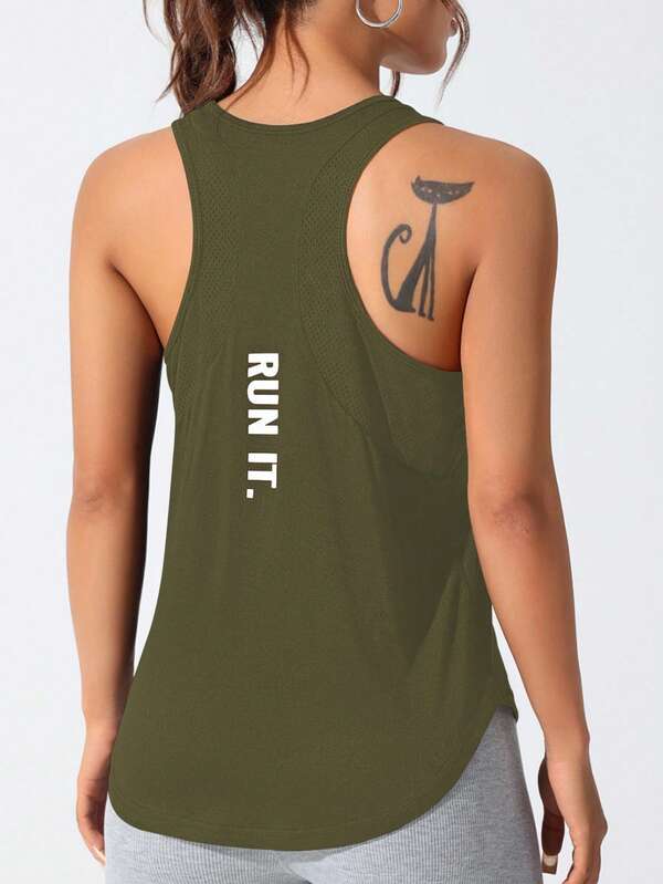 CourtClass Women's Letter Print Casual Fitness Sports Tank Top Activewear Tank Top