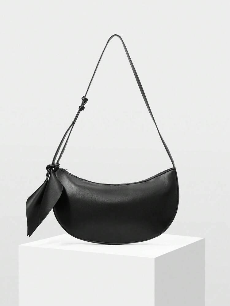 PU LEATHER ZIPPER SHOULDER BAG