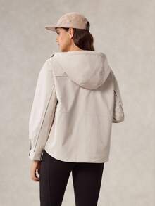 OutZeal 女式防水抽绳腰袋可调节风帽户外夹克徒步露营秋冬 - 米色 - 查看 9