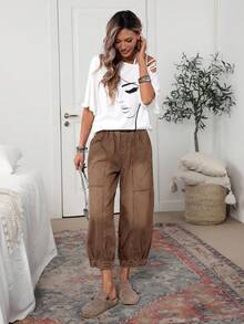 EMERY ROSE Jeans casual évasés avec poches et taille élastique pour femmes