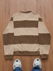 EASEVO 男士休闲拼布领套头衫 - 彩色 - 查看 2