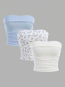 SHEIN 2pcs/Set Teen Girl Seamless Casual Comfortable Soft Bras Fall Winter - Multicolor - View 1