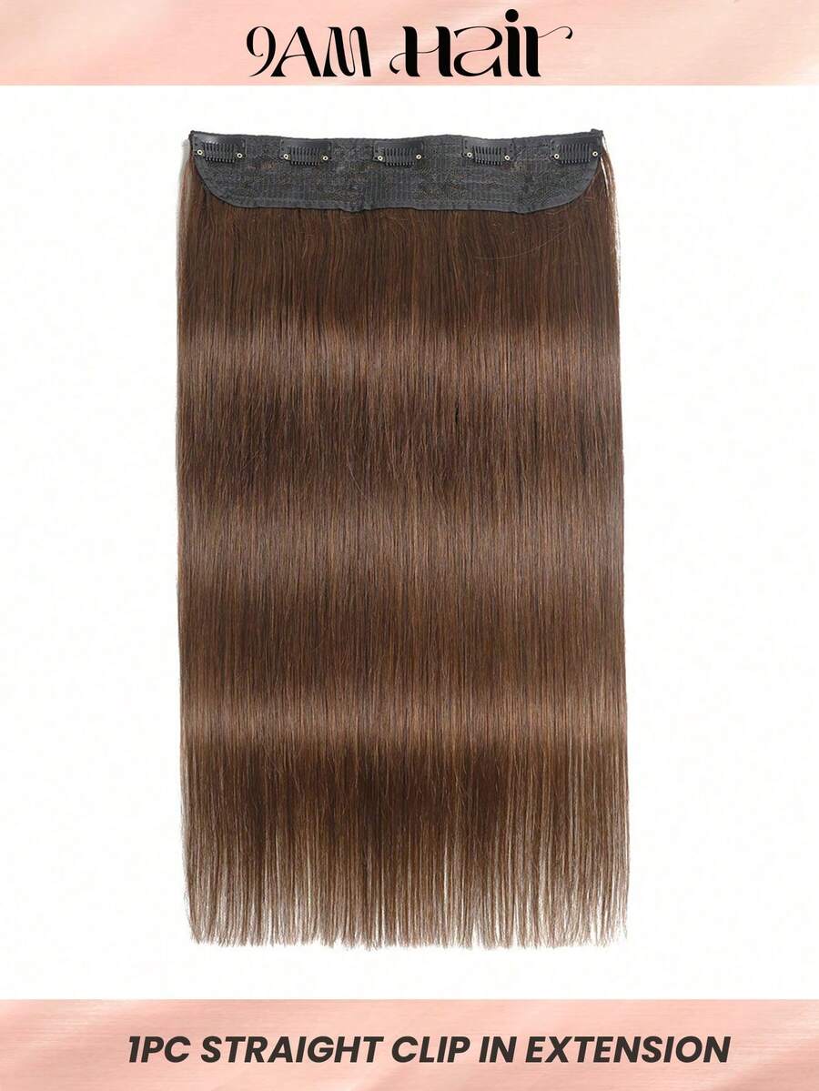 4 Light Brown One Piece Clip In Human Hair Extensions Silky Straight 5 Clips Remy Human Hair - S4 - View 1