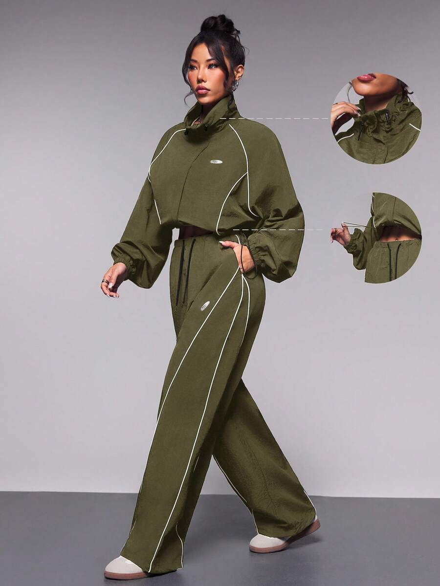 Exploreva Women Sports Sets, Back To School Outfits, Graduation, Back To School, Women Sports & Yoga Fashion Tracksuits Women Set, Jogging & Outdoor Casual Outfit Workout Women Set Women Workout Set Loose Fit, Jacket And Trousers Set, Tracksuit
