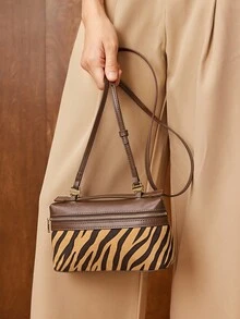 PREMIUM SQUARE OPENWORK BAG - Brown - View 8