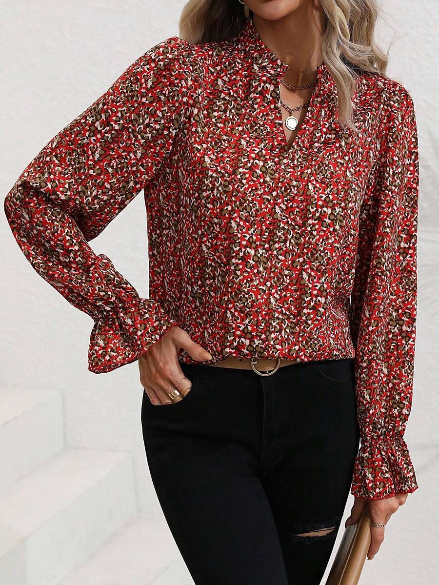 EMERY ROSE Áo cánh dài tay cổ chữ V họa tiết da báo thanh lịch dành cho nữ - Nhiều màu - Xem 1