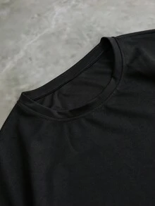 Sport MetroGents Áo thun thể thao cổ tròn dáng rộng in hình đầu lâu và chữ cái cho nam, phong cách đường phố - màu đen - Xem 4